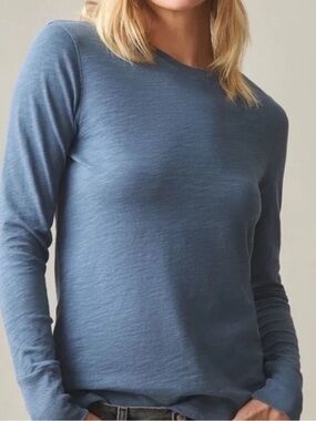 NWOT American Giant Blue Premium Slub Long Sleeve Crew Neck Tee Extra Large XL